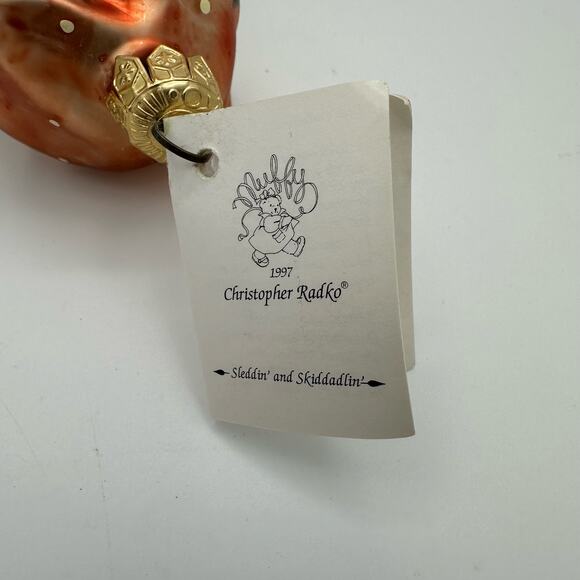 Vtg Christopher Radko Muffy Vanderbear Sleddin' & Skiddadlin' Christmas Ornament - Picture 6 of 11